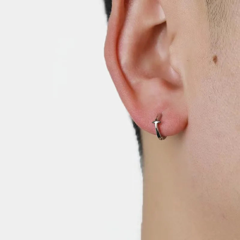 Mens Jewellery Punk Men Women Small Hoop Earrings Hypoallergenic Silver Color Round Stud Earrings Jewelry Pendientes Mujer