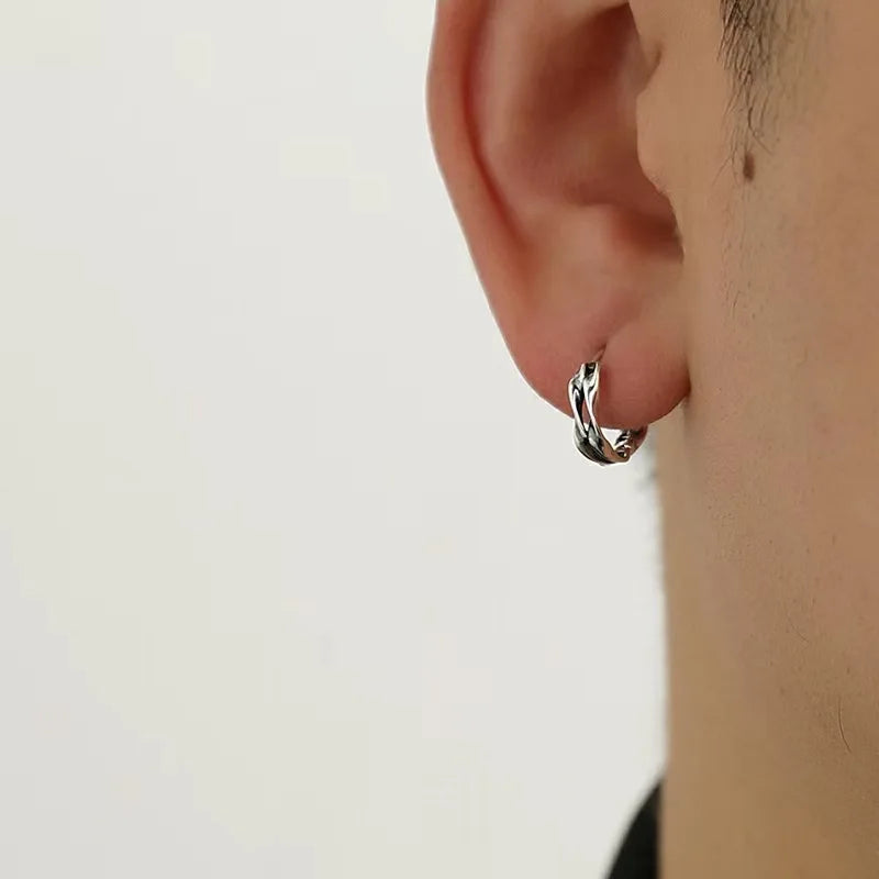 Mens Jewellery Punk Men Women Small Hoop Earrings Hypoallergenic Silver Color Round Stud Earrings Jewelry Pendientes Mujer