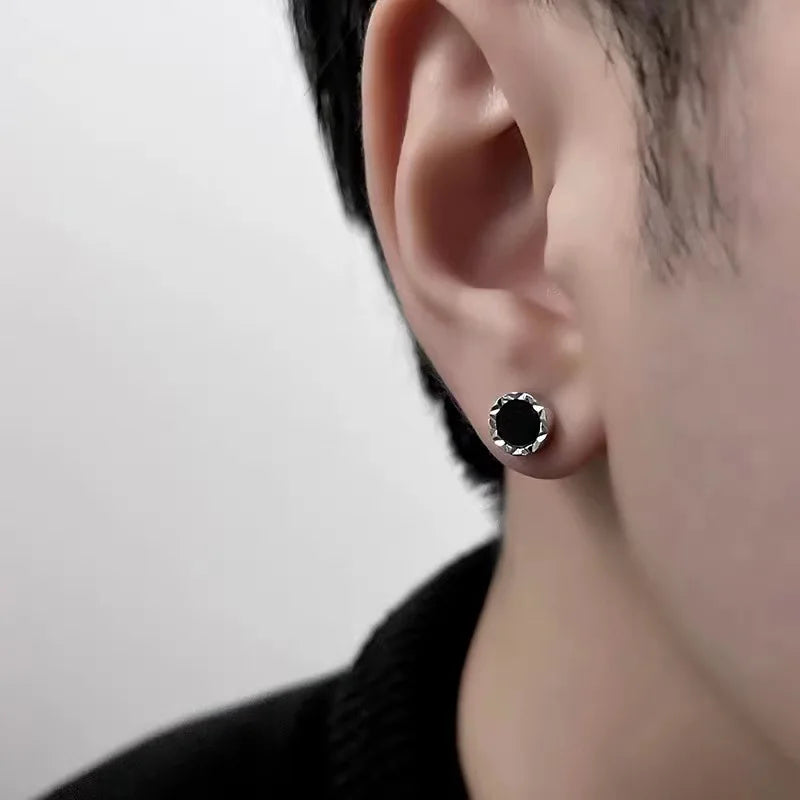 Mens Jewellery Punk Men Women Small Hoop Earrings Hypoallergenic Silver Color Round Stud Earrings Jewelry Pendientes Mujer