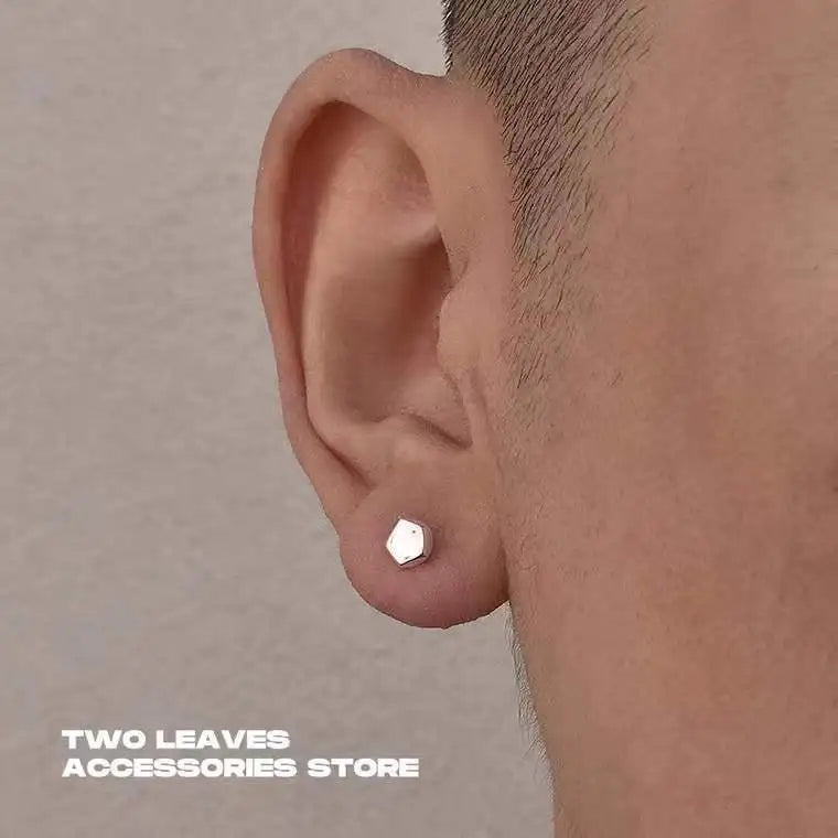 Mens Jewellery Punk Men Women Small Hoop Earrings Hypoallergenic Silver Color Round Stud Earrings Jewelry Pendientes Mujer