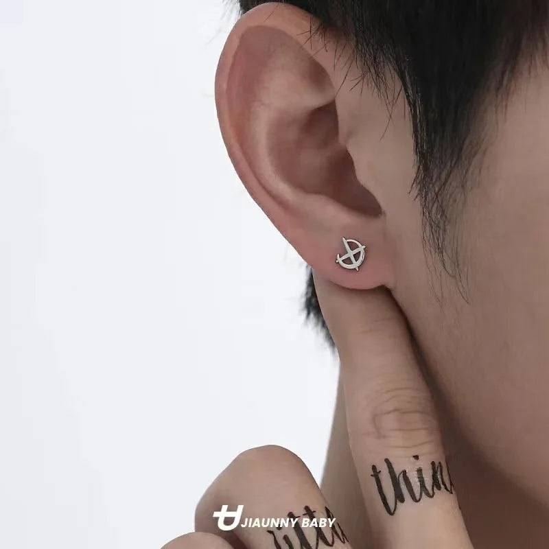 Mens Jewellery Punk Men Women Small Hoop Earrings Hypoallergenic Silver Color Round Stud Earrings Jewelry Pendientes Mujer