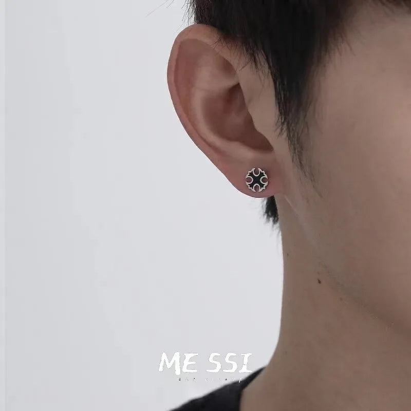 Mens Jewellery Punk Men Women Small Hoop Earrings Hypoallergenic Silver Color Round Stud Earrings Jewelry Pendientes Mujer