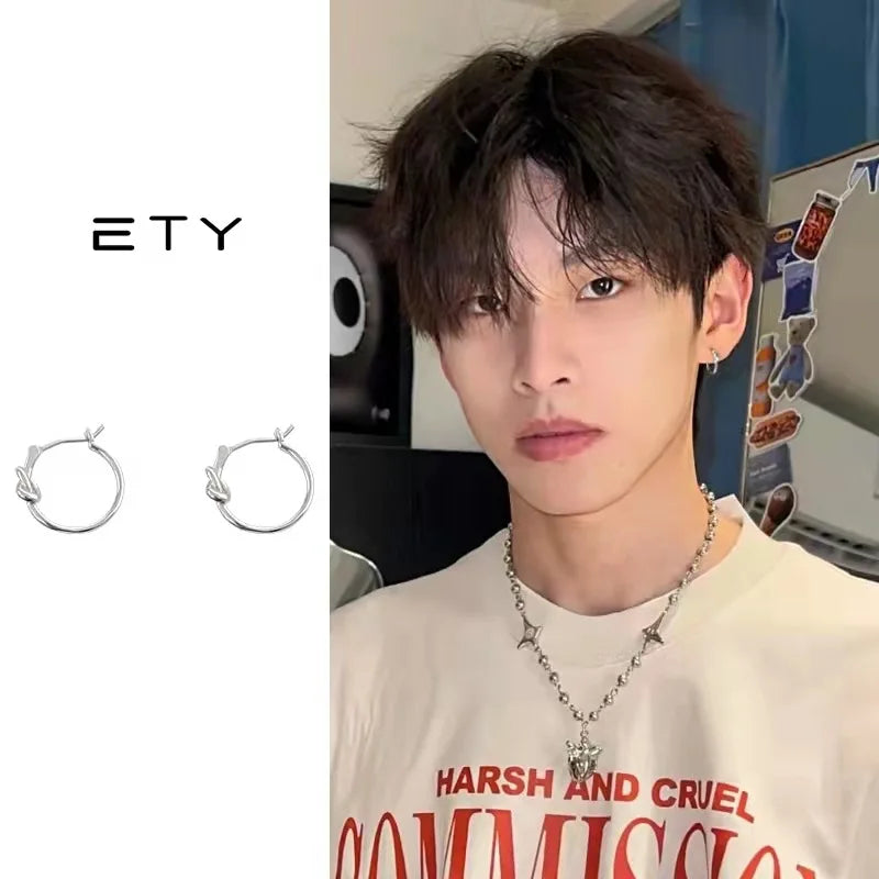 Mens Jewellery Punk Men Women Small Hoop Earrings Hypoallergenic Silver Color Round Stud Earrings Jewelry Pendientes Mujer