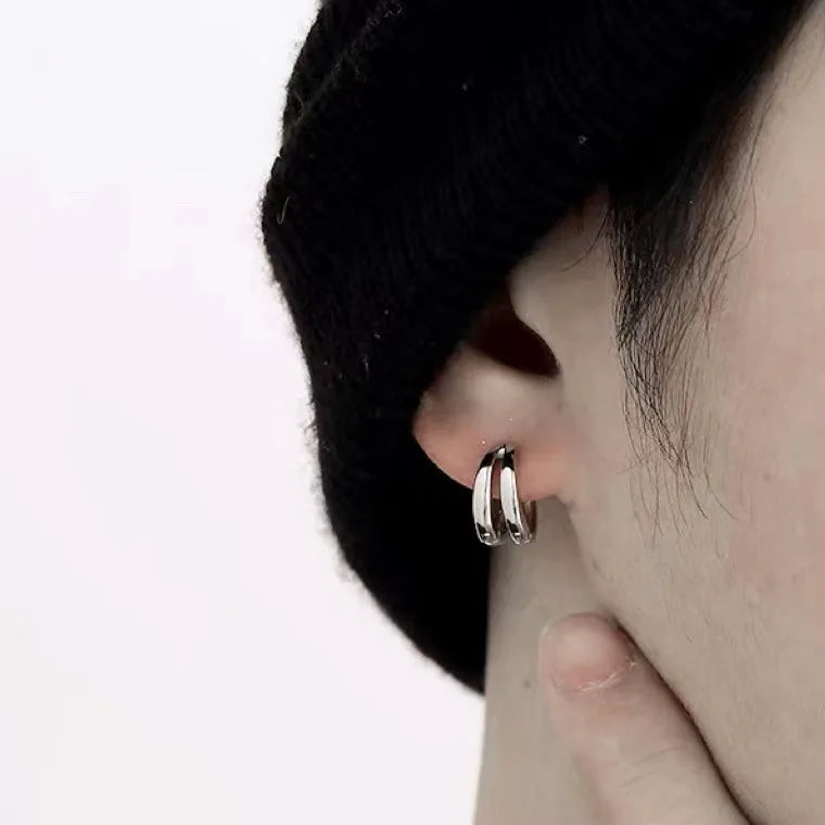 Mens Jewellery Punk Men Women Small Hoop Earrings Hypoallergenic Silver Color Round Stud Earrings Jewelry Pendientes Mujer